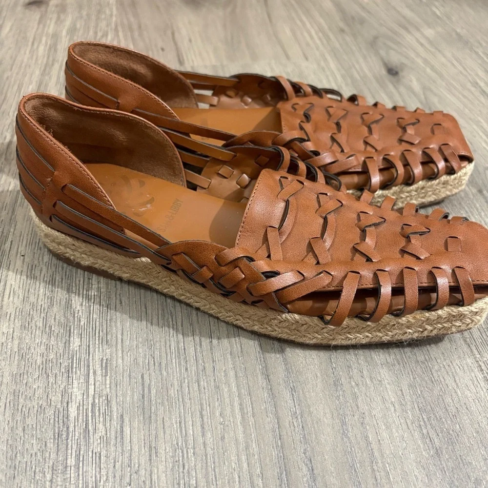 Sam & Libby Asha Huarache Espadrilles Sandal Womens Sz 8.5 Brown Coastal Cowgirl